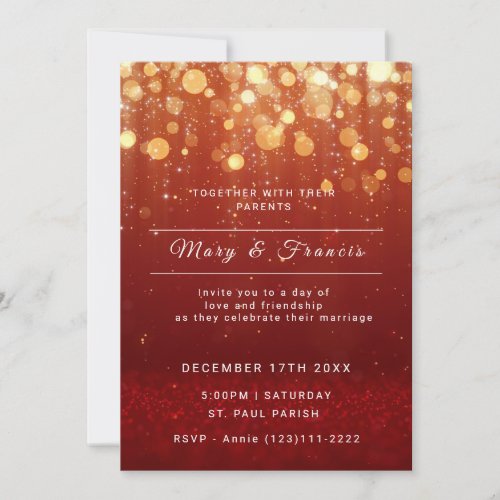 Modern Festive Sparkling Red Lights Wedding  Invitation