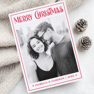 Modern festive typography Merry Christmas Letterpress Photo Cards