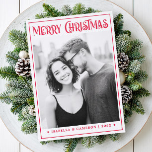 Modern festive typography Merry Christmas Letterpress Photo Cards