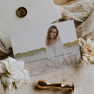 Modern Fete Foil Horizontal Photo Graduation Invitation