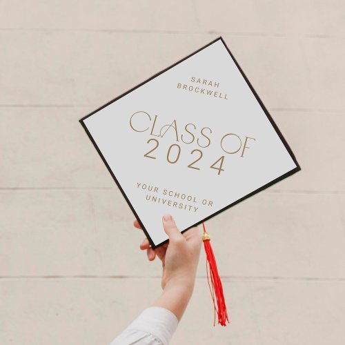Modern Fete Gold Class of 2024 Grad Name Graduation Cap Topper