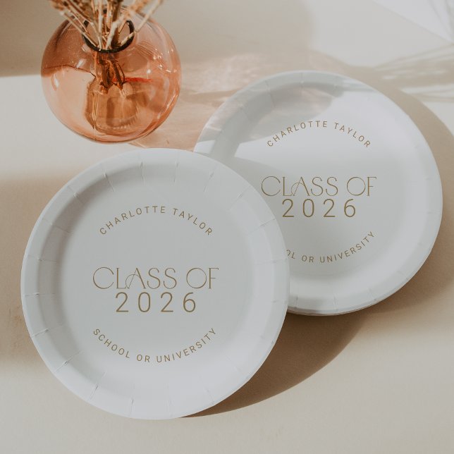 Modern Fete Gold Class of 2026 Graduation Paper Plates (Modern Fete Gold Class of 2026 Graduation Paper Plates)