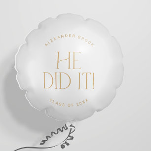 Modern Fete Gold He Did It Graduation Balloon