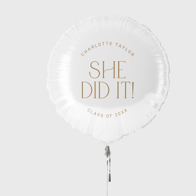 Modern Fete Gold She Did It Graduation Balloon (Creator Uploaded)
