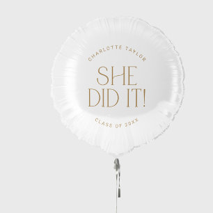 Modern Fete Gold She Did It Graduation Balloon