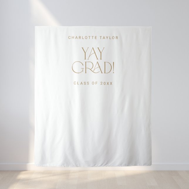 Modern Fete Gold Yay Grad Graduate Photo Backdrop (Creator Uploaded)