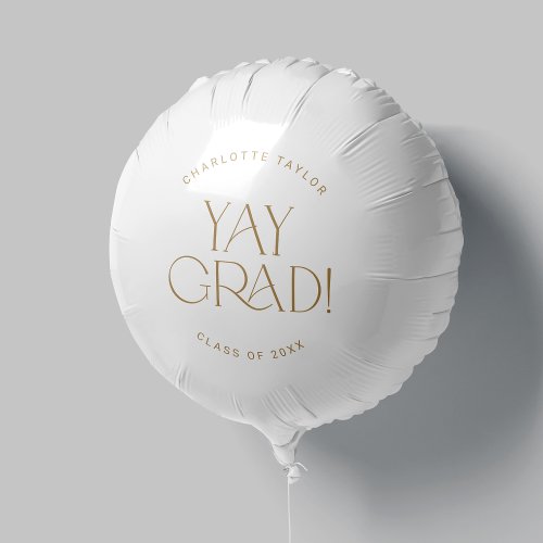 Modern Fete  Gold Yay Grad Graduation Balloon