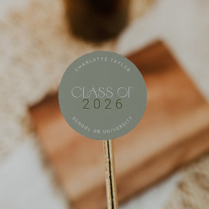 Modern Fete Green Class of 2026 Graduation Classic Round Sticker
