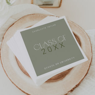 Modern Fete   Green Class Year Graduation Napkins