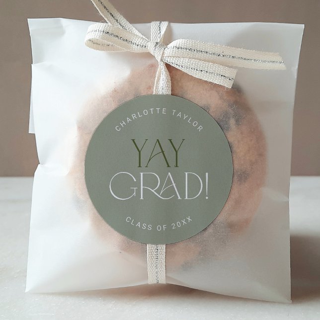 Modern Fete | Green Yay Grad Graduation Sticker (Creator Uploaded)