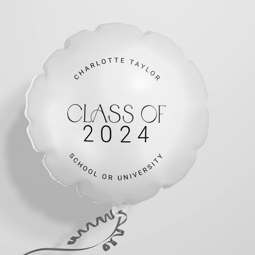 Modern Fete  Minimal Class of 2024 Graduation Balloon