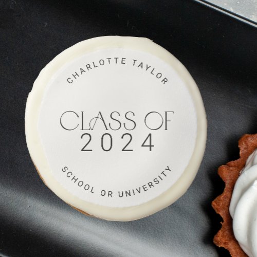Modern Fete  Minimal Class of 2024 Graduation Sugar Cookie