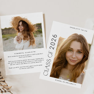 Modern Fete Minimal Class of 2026 Photo Graduation Announcement