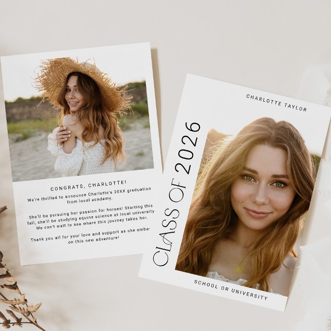 Modern Fete Minimal Class of 2026 Photo Graduation Announcement (Modern Fete Minimal Class of 2026 Photo Graduation Announcement)