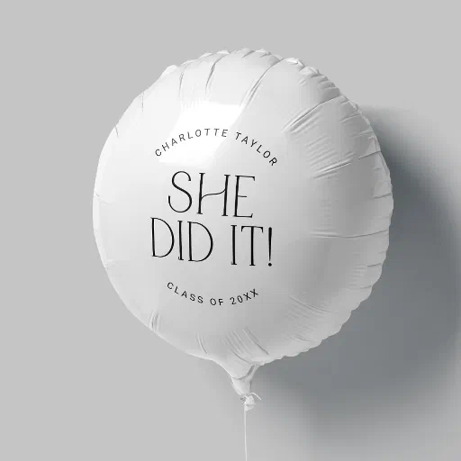 Modern Fete | Minimal She Did It Graduation Balloon