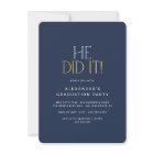 Modern Fete | Navy Gold He Did It Photo Graduation