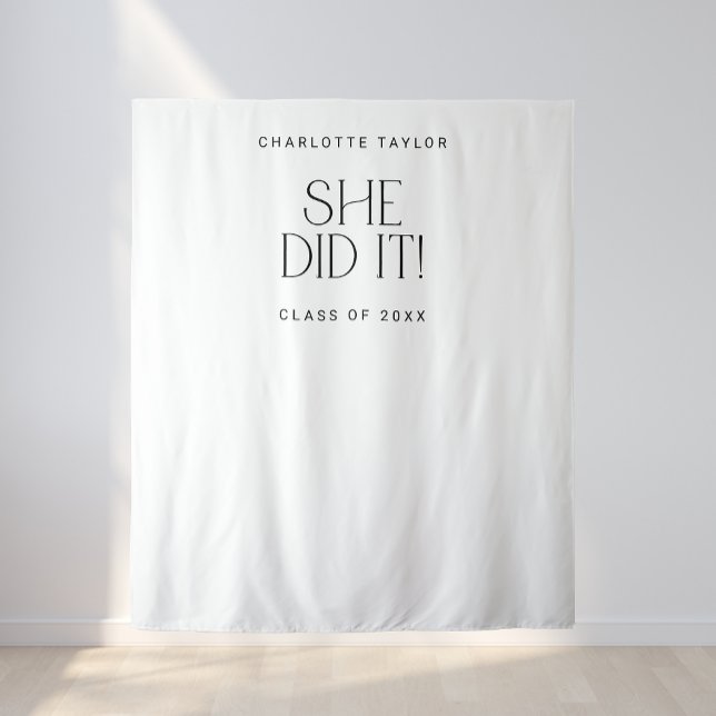 Modern Fete She Did It Graduation Photo Backdrop (Creator Uploaded)