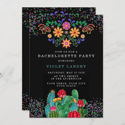 Modern Fiesta and Cactus Bachelorette Party Invitation