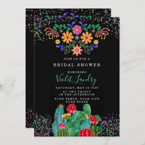 Modern Fiesta and Cactus Colorful Bridal Shower Invitation