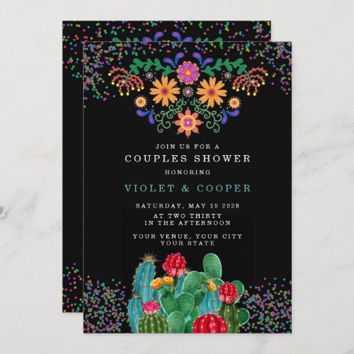 Modern Fiesta and Cactus Colorful Couples Shower Invitation