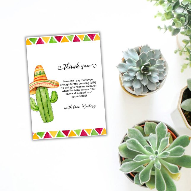 Modern Fiesta Cactus Taco 'Bout A Baby Shower Thank You Card (Modern Fiesta Cactus Taco 'Bout A Baby Shower Thank You Card)