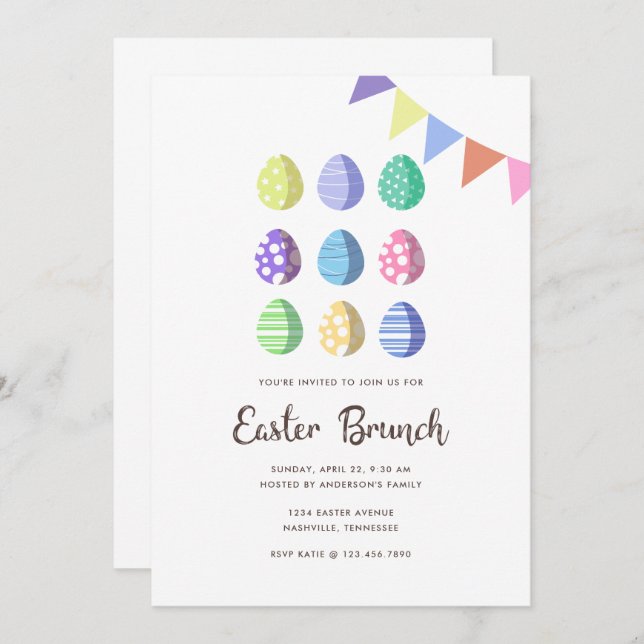 Modern Fiesta Easter Eggs Invitation (Front/Back)