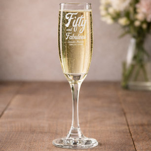 Modern Fifty and Fabulous 50th Birthday Party Champagne Flute