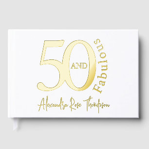 Modern Fifty and Fabulous 50th Birthday Party Foil Guest Book