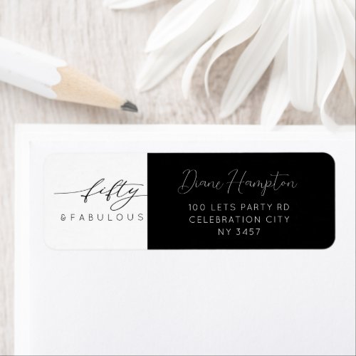 Modern Fifty and Fabulous 50th Birthday Party Label