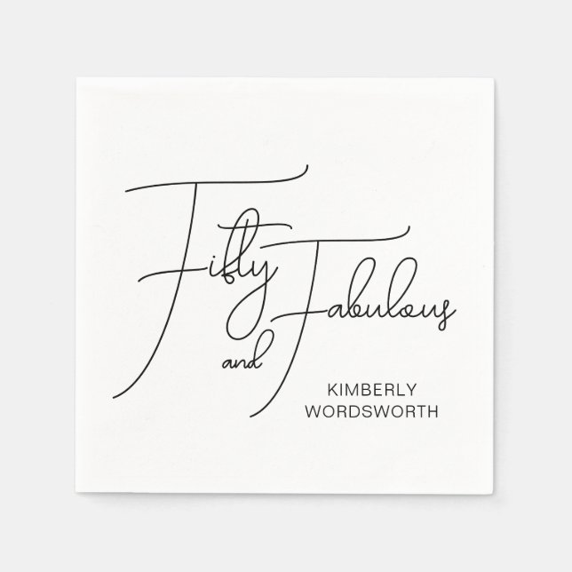 Modern Fifty and Fabulous 50th Birthday Party Napkins (Front)