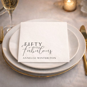 Modern Fifty and Fabulous 50th Birthday Party Napkins