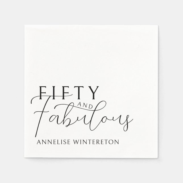 Modern Fifty and Fabulous 50th Birthday Party Napkins (Front)