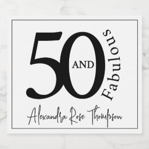 Modern Fifty and Fabulous 50th Birthday Party Sparkling Wine Label