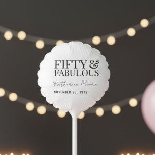 Modern Fifty and Fabulous Bold 50th Birthday Party Balloon