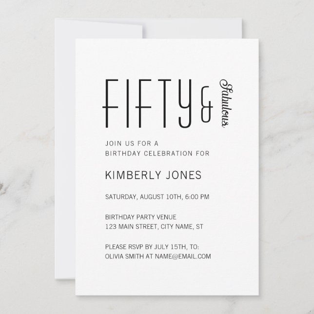 Modern Fifty And Fabulous Bold 50th Birthday Party Invitation (Front)