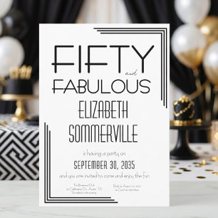 Modern Fifty and Fabulous Bold 50th Birthday Party Invitation