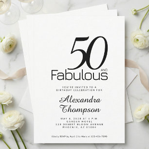 Modern Fifty and Fabulous Bold 50th Birthday Party Invitation