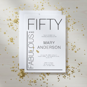 Modern Fifty and Fabulous Bold 50th Birthday Party Invitation