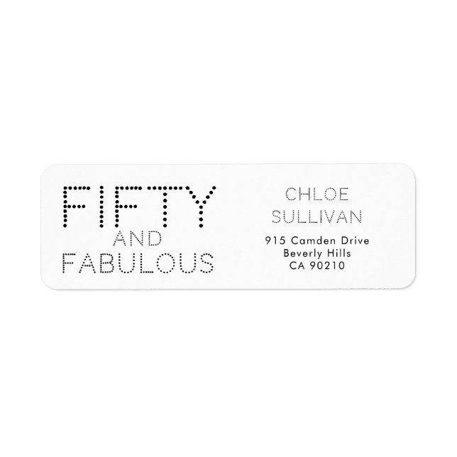 Modern Fifty and Fabulous Bold 50th Birthday Party Label (Front)