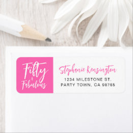 Modern Fifty and Fabulous Bold 50th Birthday Party Label