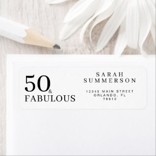 Modern Fifty and Fabulous Bold 50th Birthday Party Label