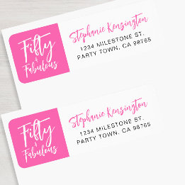 Modern Fifty and Fabulous Bold 50th Birthday Party Label