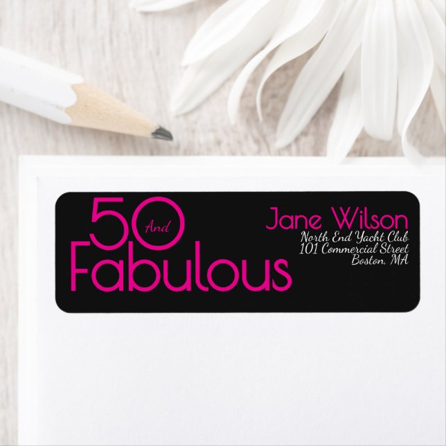 Modern Fifty and Fabulous Bold 50th Birthday Party Label (Insitu)