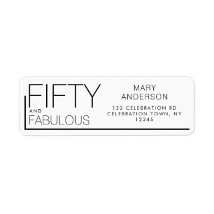 Modern Fifty and Fabulous Bold 50th Birthday Party Label