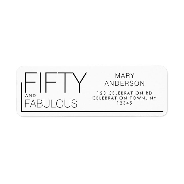 Modern Fifty and Fabulous Bold 50th Birthday Party Label (Front)