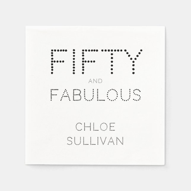 Modern Fifty and Fabulous Bold 50th Birthday Party Napkins (Front)