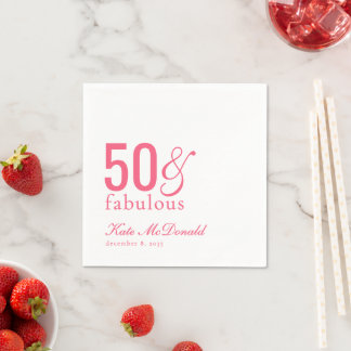 Modern Fifty and Fabulous Bold 50th Birthday Party Napkins