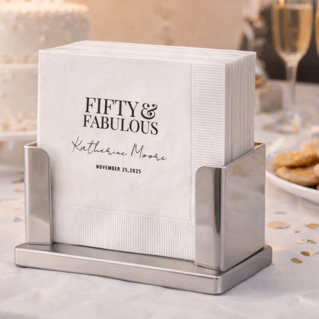 Modern Fifty and Fabulous Bold 50th Birthday Party Napkins (Creator Uploaded)