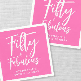 Modern Fifty and Fabulous Bold 50th Birthday Party Napkins