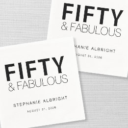 Modern Fifty and Fabulous Bold 50th Birthday Party Napkins